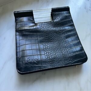 Beis Black Faux Crocodile Bag Removable Shoulder Strap